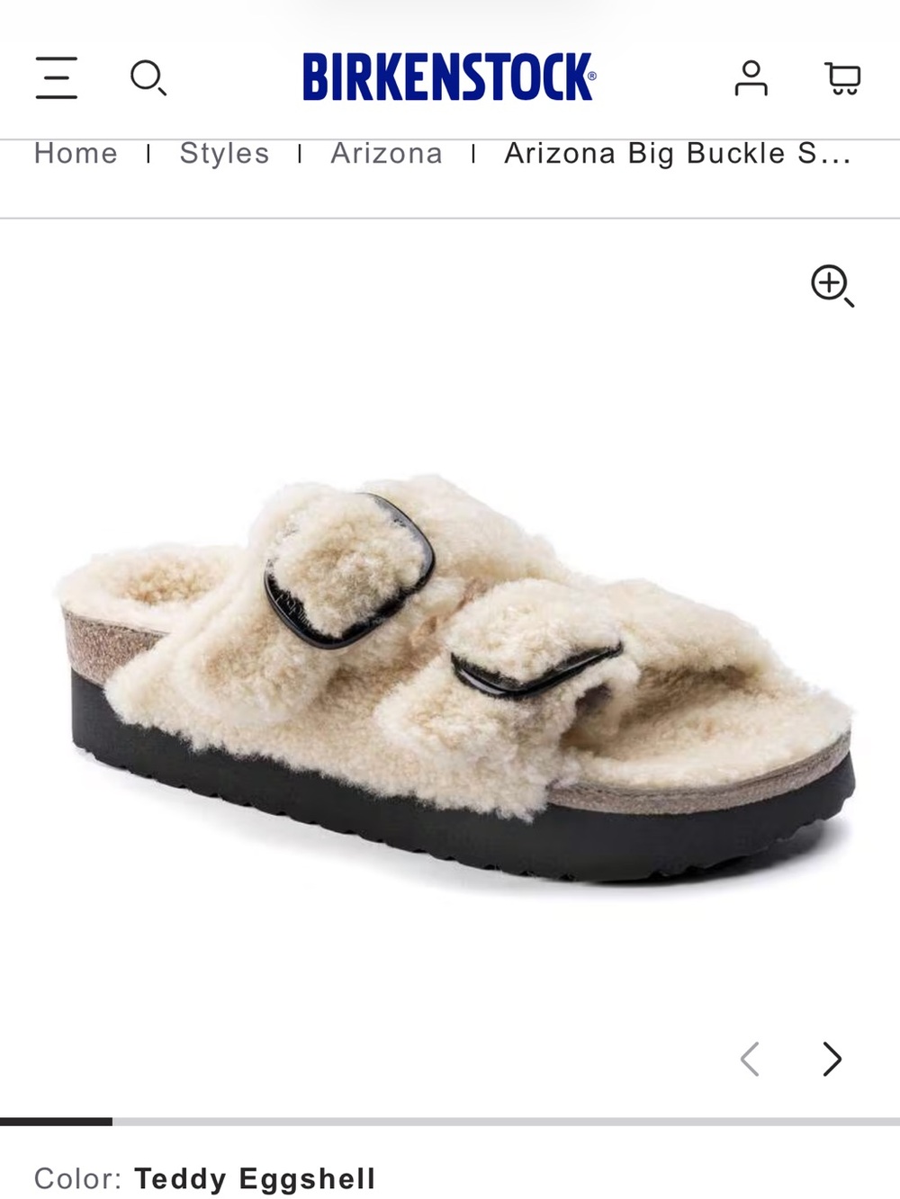 Birkenstock Arizona Teddy Shearling Slide - Eggshell Cream